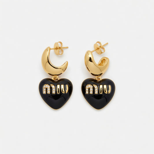 Miu Miu Heart Enamel Sweet Earrings | Gold & Silver
