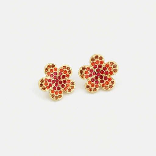 Oscar de la Renta Diamond Colorful Floral Earrings