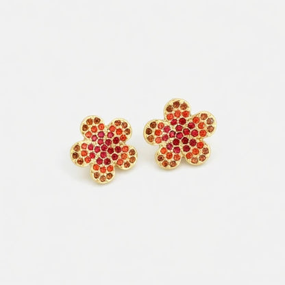 Oscar de la Renta Diamond Colorful Floral Earrings