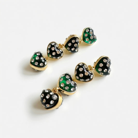 Oscar de la Renta Sweet Vintage Matte Heart Drop Earrings