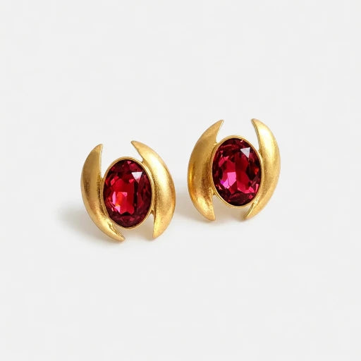 Oscar de la Renta Oval Sparkling Crystal Earrings