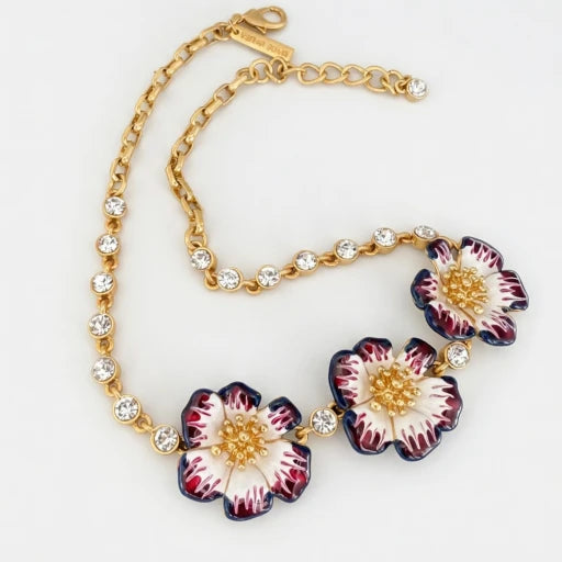 Oscar de la Renta Enamel Cherry Blossom Pendant Necklace