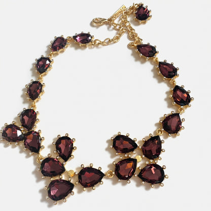 Oscar de la Renta Cactus Sparkling Teardrop Crystal Necklace | Gold Plated | 48+7cm