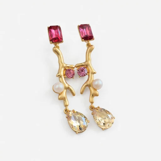 Oscar de la Renta Coral Branch Pearl Clip-On Earrings