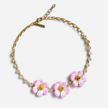 Oscar de la Renta Enamel Cherry Blossom Pendant Necklace