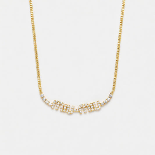 Miu Miu Logo Link Chain Necklace | Gold & White Gold | 2 Styles | JIMMY JEWELRY