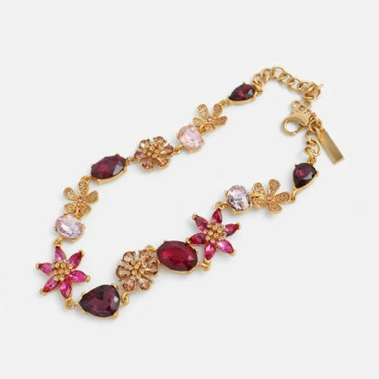Oscar de la Renta Premium Floral Colorful Zircon Necklace Ideal Banquets Weddings