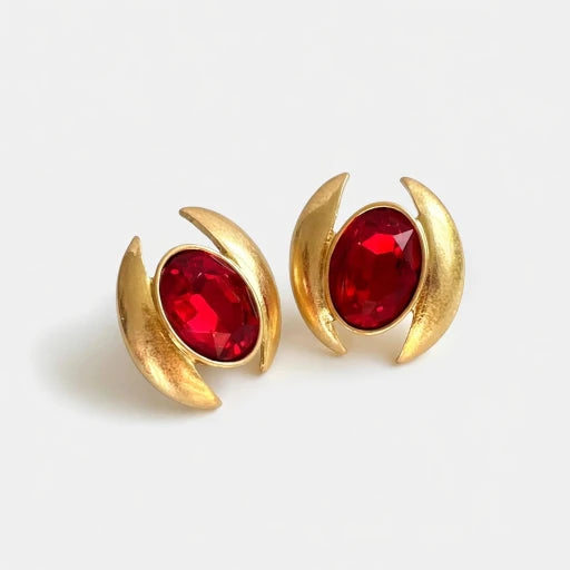 Oscar de la Renta Oval Sparkling Crystal Earrings