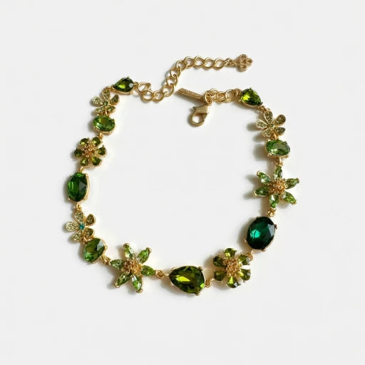 Oscar de la Renta Premium Floral Colorful Zircon Necklace Ideal Banquets Weddings