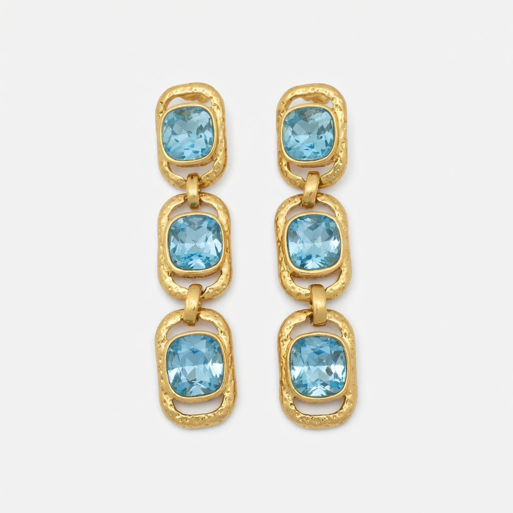Oscar de la Renta Sparkling Colored Crystal Long Drop Clip-On Earrings