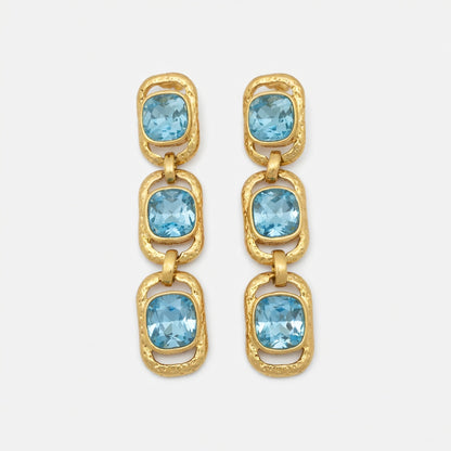 Oscar de la Renta Sparkling Colored Crystal Long Drop Clip-On Earrings