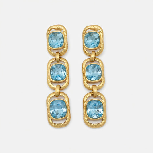 Oscar de la Renta Sparkling Colored Crystal Long Drop Clip-On Earrings