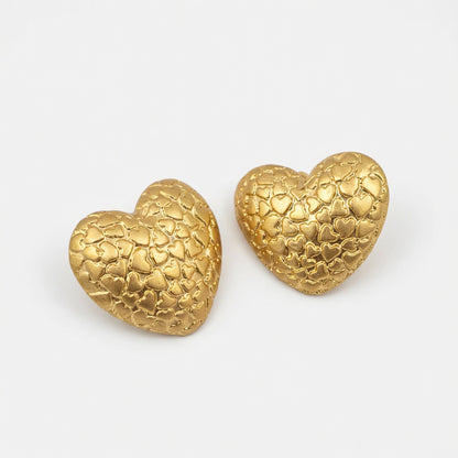 Oscar de la Renta Vintage-Print Heart Stud & Clip-on Earrings