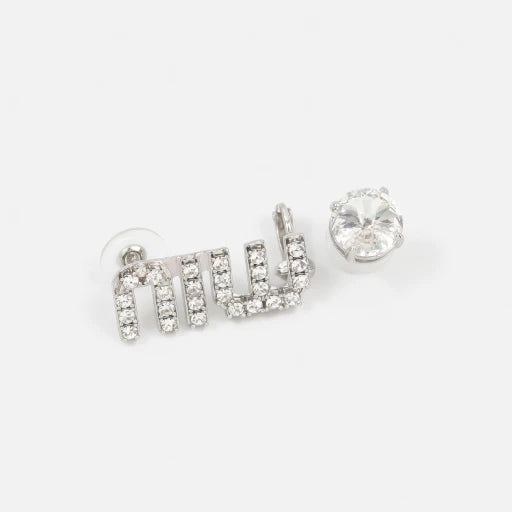 Miu Miu Letter Ear Clip Earrings | White Gold | JIMMY JEWELRY