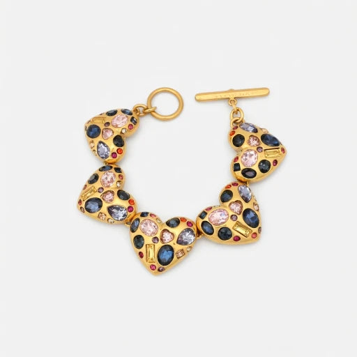 Oscar de la Renta Heart Bracelet with Colorful Gemstone Accents