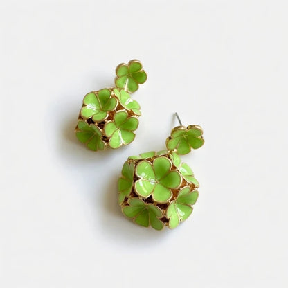Oscar de la Renta Exquisite Enamel Hydrangea Metal Stud Earrings