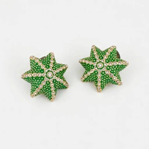 Oscar de la Renta Botanical Diamond Star Cactus Earrings