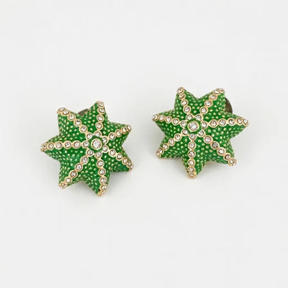 Oscar de la Renta Botanical Diamond Star Cactus Earrings