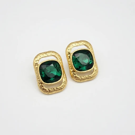 Oscar de la Renta Square Crystal Stud Earrings