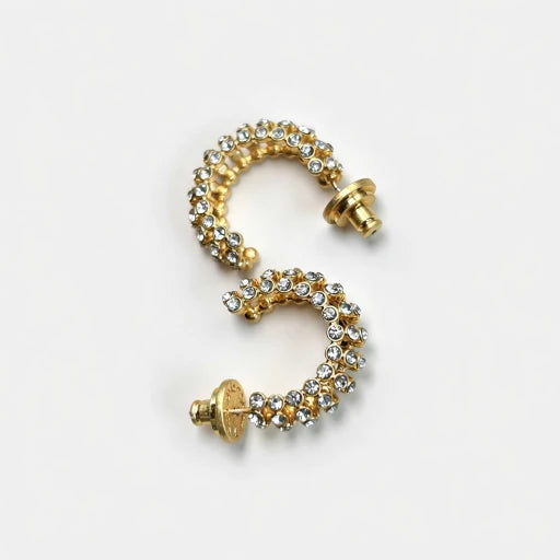 Oscar de la Renta Cubic Zirconia C-Hoop Earrings - Gold Plated