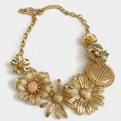 Oscar de la Renta Vintage Enamel Large Daisy Flower Necklace