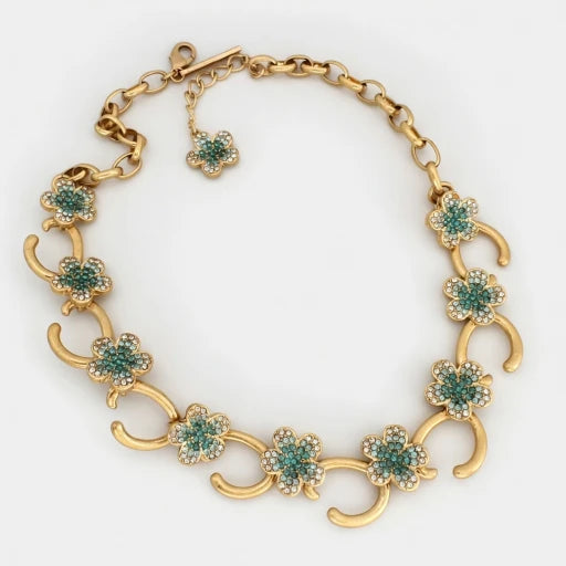 Oscar de la Renta Gold-Plated Floral Pendant Necklace