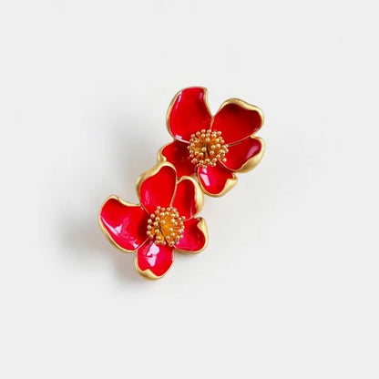 Oscar de la Renta Vintage Enamel Floral Stud Earrings for Women