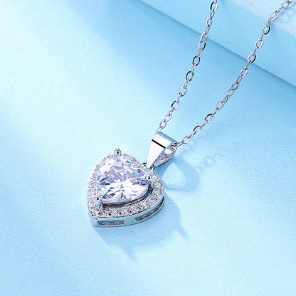 solitaire heart pendant silver