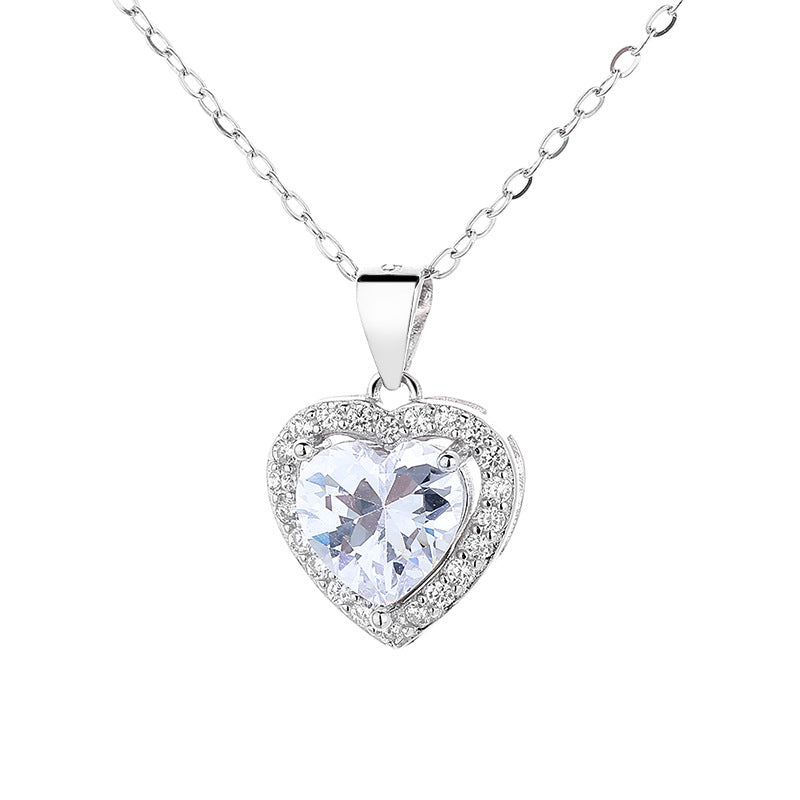 solitaire heart necklace silver