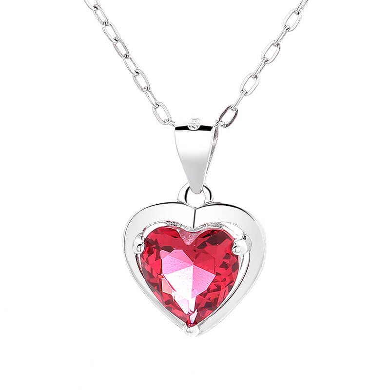 ruby red heart necklace