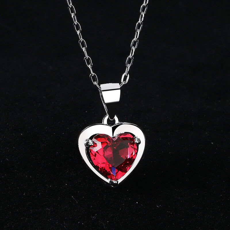 ruby heart necklace silver