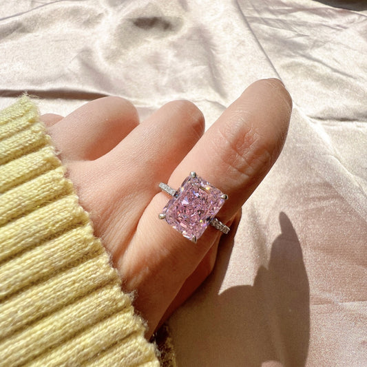 pink princess cut ring 925