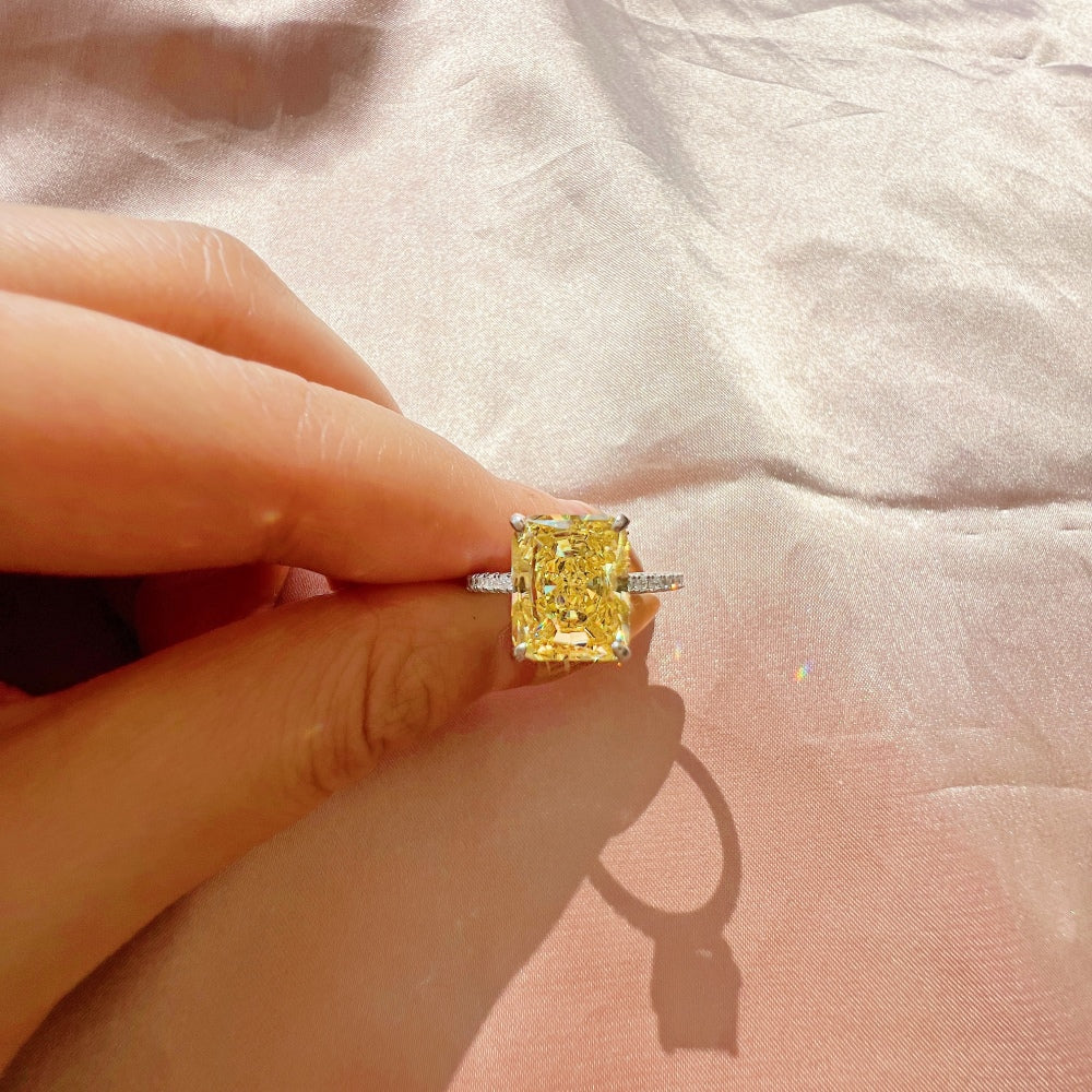 yellow diamond ring real silver 