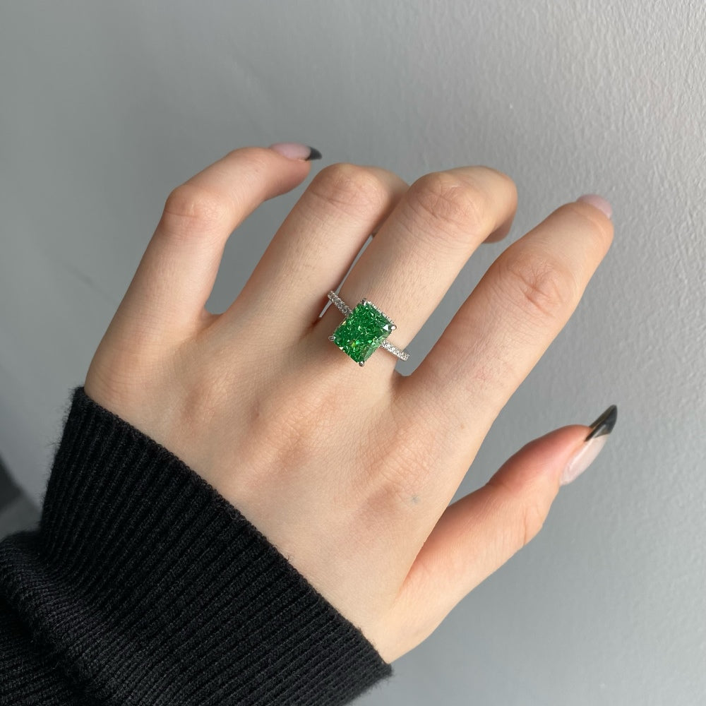 emerald ring sterling silver 925