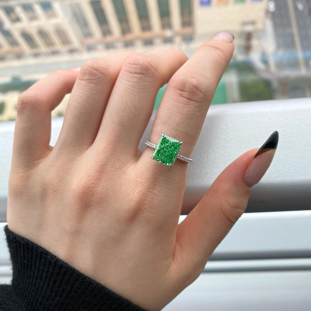 emerald rings for wome sterling silver