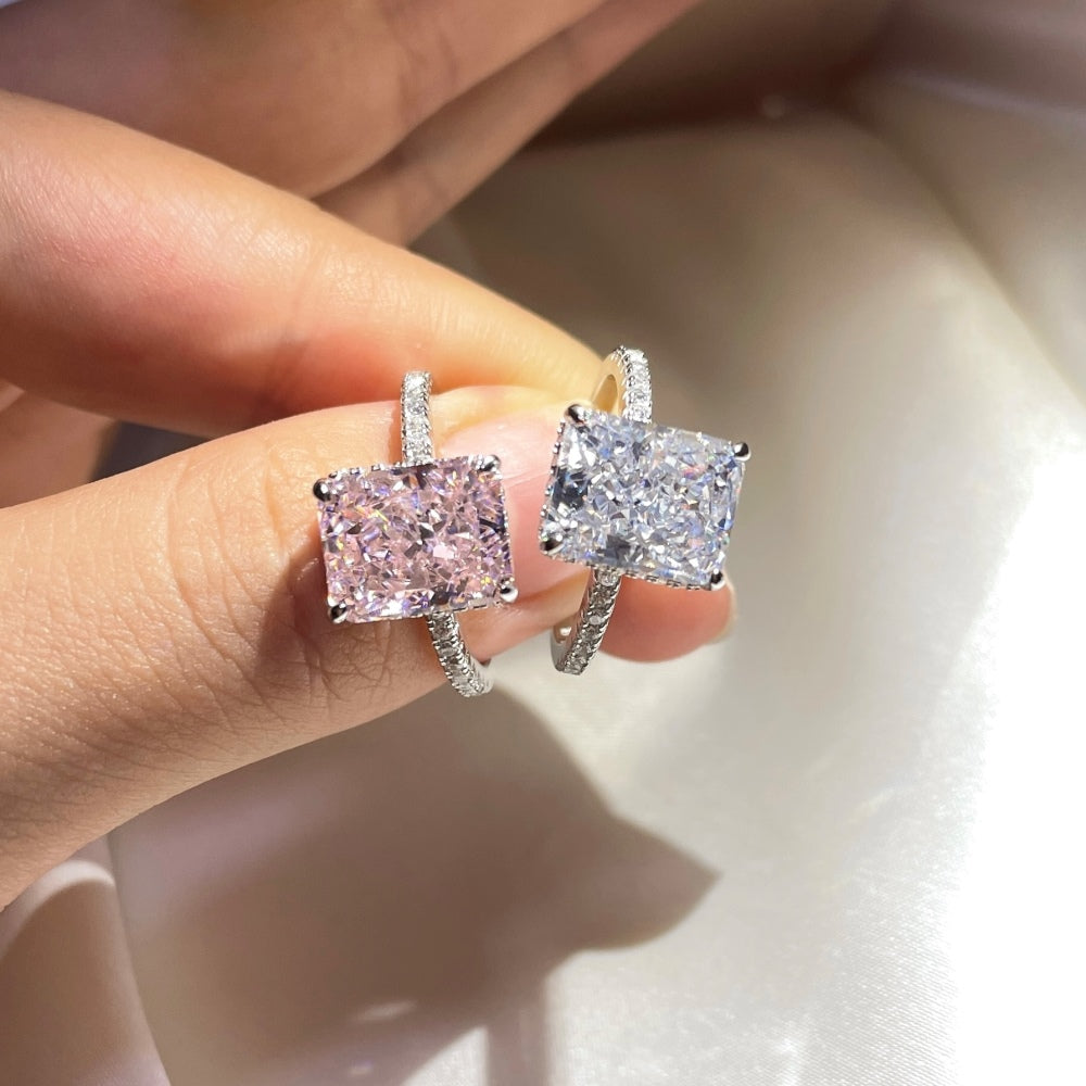 pink princess cut ring for women