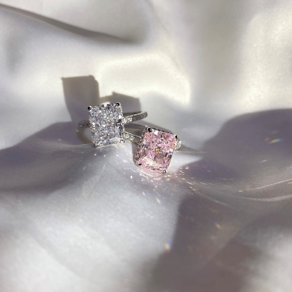 princess cut pink sapphire ring 