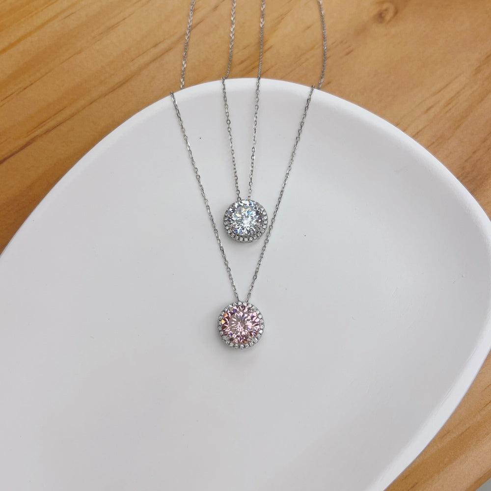 round diamond pendant necklace for women