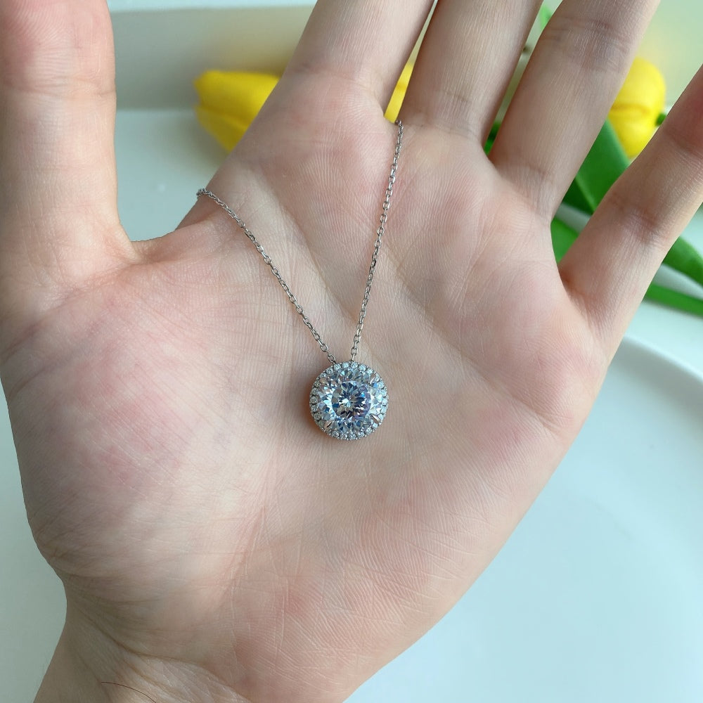 round diamond pendant necklace FOR WOMEN