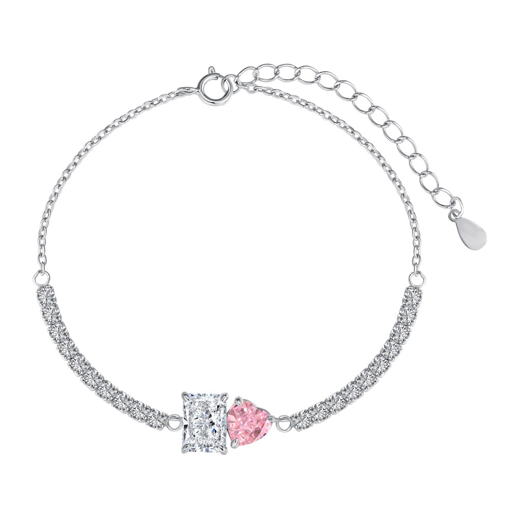 Swarovski Attract Soul Rhodium Plated Bracelet, Silver/Pink