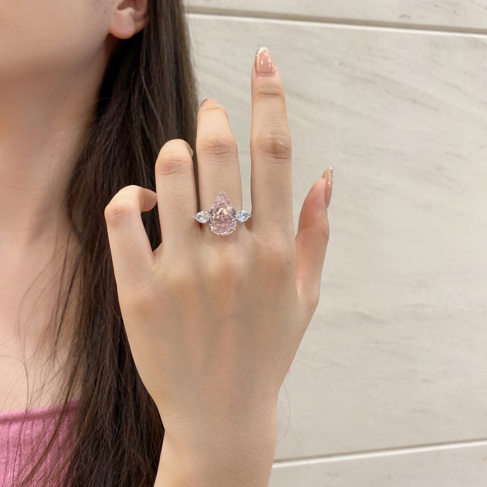 pink diamond pear ring 