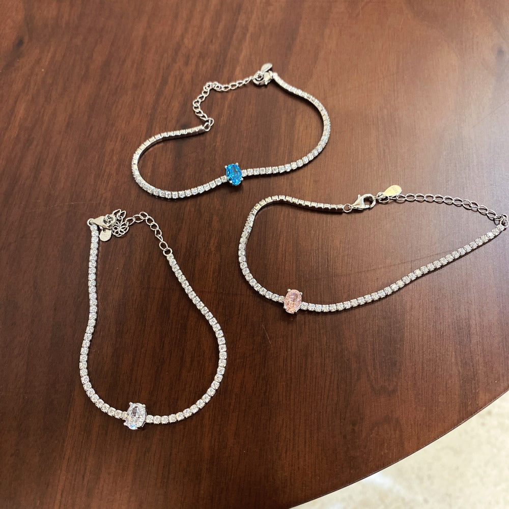 moissanite blue diamond tennis bracelet chain