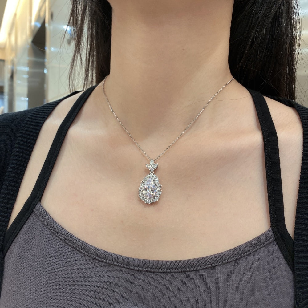 pear diamond necklace s925 silver