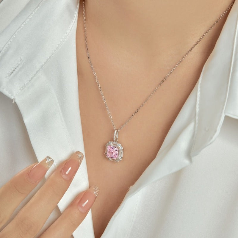 square diamond tennis necklaces for women