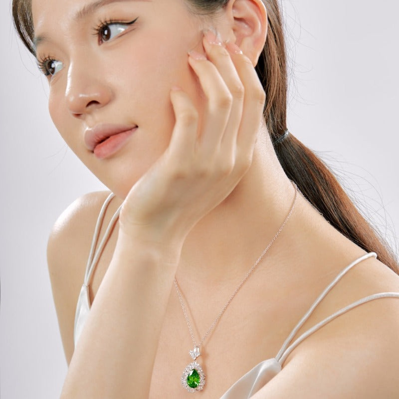 emerald green diamond necklace set