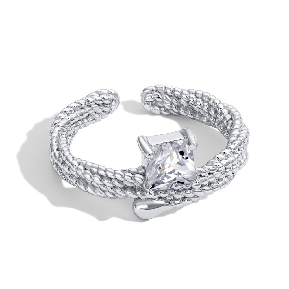 silver diamond ring white gold color