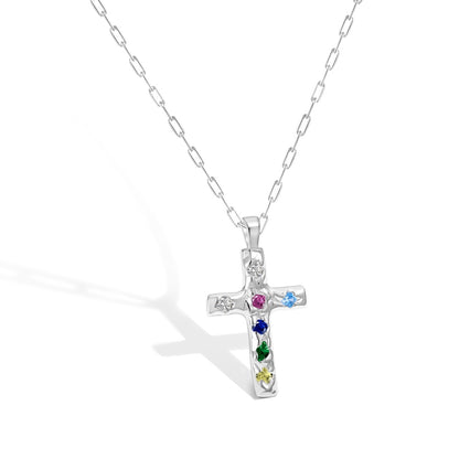 colorful diamond cross necklace for women