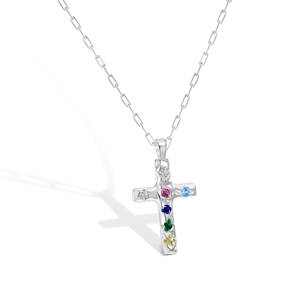 colorful diamond cross necklace for women