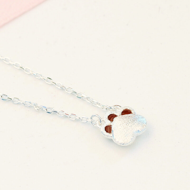 silver paw necklace