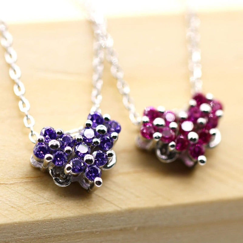 purple diamond flower pendant uk